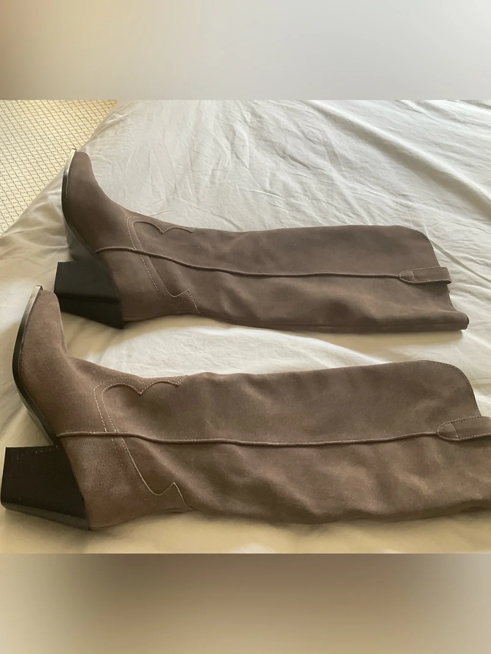 Aerin Brown Suede Knee-High Block Heel Boots